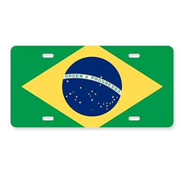 Imagem de DIYthinker Bandeira Nacional do Brasil América do Sul Placa de Carro Decoração de Carro Acessório de Aço Inoxidável
