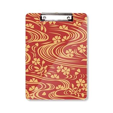 Imagem de Placa de suporte para prancheta vermelha com flores da cultura japonesa A4