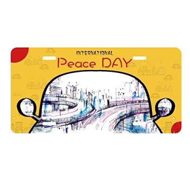 Imagem de DIYthinker Placa de carro arranha-céus Overpass para decoração de carro, dia da paz