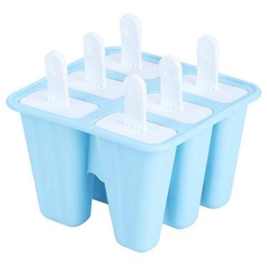 Imagem de Moldes de picolé de silicone, moldes de sorvete reutilizáveis caseiros, ferramenta para fazer sorvete – azul (6 moldes)