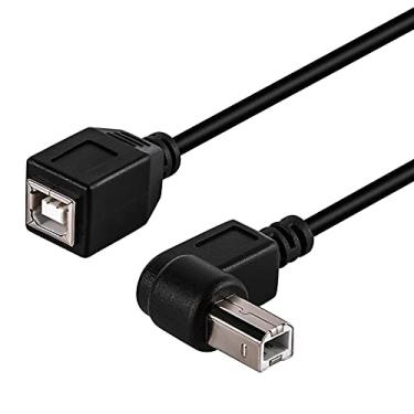 Imagem de Inovat USB 2.0 B fêmea para ângulo direito B macho impressora adaptador de cabo de extensão curto