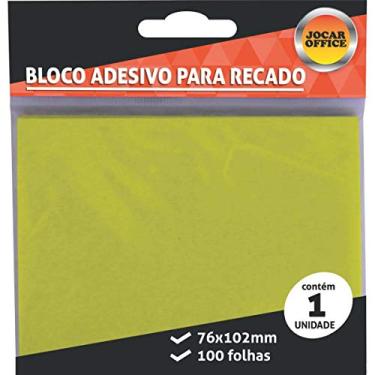 Imagem de Bloco de Recado Adesivo, Amarelo, 76x102mm, 100 Folhas, Jocar