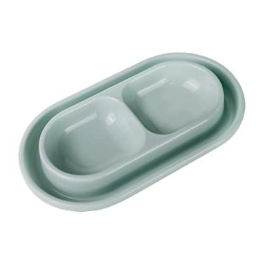 Imagem de IEUDNS Tigelas para gatos para comida e água, tigela dupla para animais de estimação, conjunto de tigelas para cães ao ar livre fáceis de limpar, alimentador, Cinza Pequeno