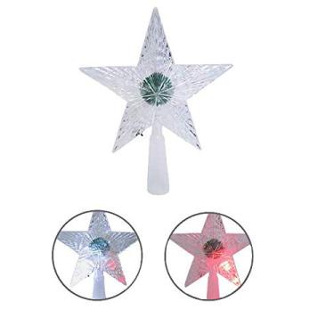 Imagem de Estrela 5 Pontas Acrílica Enfeite Natalino Iluminado com Leds a Bateria 14cm
