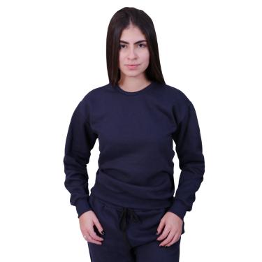 Imagem de Blusa Moletom Infantil Lisa Fechada Azul Marinho-Feminino