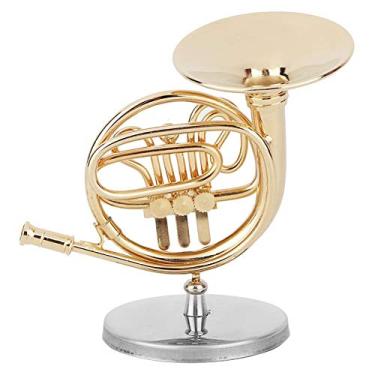 Imagem de Miniatura de Chifre Francês Delicado Dourado Mini Instrumento Estatueta Ornamento Decoração para Amantes da Música Regalos