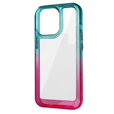 Imagem de Capa transparente com gradiente de luxo para iPhone 13 12 11 Pro Max X XR XS 13 MiNi 12MiNi Acrílico Transparente Capa de silicone à prova de choque, Verde Rosa, para iphone 13MiNi