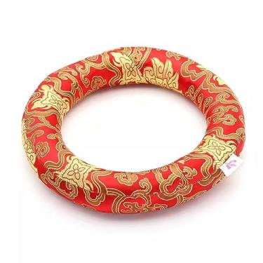 Imagem de Almofada para tigela de canto de cristal, almofada de brocado de seda feita à mão para cálice de tigela de som, tigela de chakra, tigela de canto tibetana (Color : Red_11 Inch Bowl)