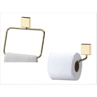 Imagem de Kit Banheiro Lavabo 2 Peças Dourado Future