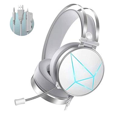 Imagem de HHWKSJ Fone de ouvido para jogos, fone de ouvido para jogos com microfone e cancelamento de ruído e CONDUZIU Memas de orelha de memória leve para PS4, PC