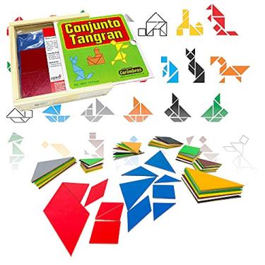 Imagem de Brinquedo Tangram De Madeira Colorido Para Educação Infantil Carimbras