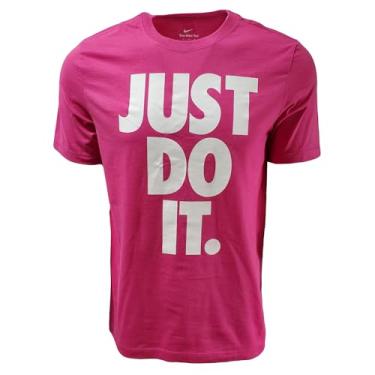 Imagem de Nike Camiseta masculina de gola redonda com logotipo Just Do It Big (EUA, alfa, 2GG, regular, regular, rosa forte), Rosa forte, XXG