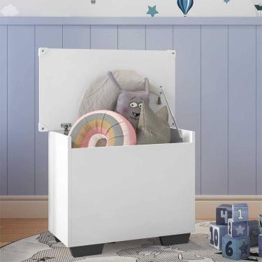 Imagem de Baú Organizador Caixa de Brinquedos Pés Quadrados Multimóveis Branco/Preto