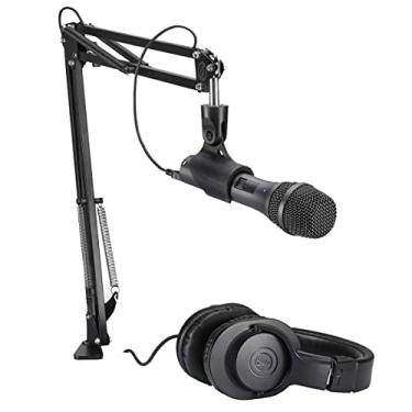 Imagem de Audio-Technica Conjunto de microfone vocal AT2005USBPK para transmissão/podcast, inclui saídas USB e XLR, braço ajustável e fones de ouvido de monitor, preto