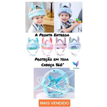 Imagem de Capacete Proteção Cabeça Bebê Segurança Engatinhar Infantil azul ou rosa