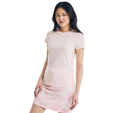 Imagem de Nautica Camiseta feminina clássica gola redonda J-Class, (Coleção 2024 algodão-jersey) Bloom Pink, M