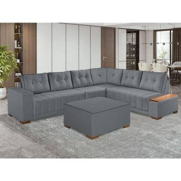 Imagem de Sofá Canto Com Puff Blumenau Cinza