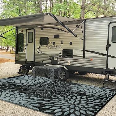 Imagem de Anidaroel Tapetes ao ar livre, 2,4 x 3 m, para pátios, à prova d'água, reversível de plástico tropical, tapete de acampamento com palha, tapete externo grande para trailer, varanda, deck, varanda, piquenique