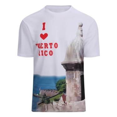 Imagem de Camiseta masculina de secagem rápida de Porto Rico estampada com a bandeira de Boricua Mês da herança hispânica, Torre branca, GG