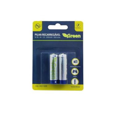 Imagem de Pilhas Recarregáveis 1.2V Aa 2000Mah - 2 Pcs - Green 022-1220