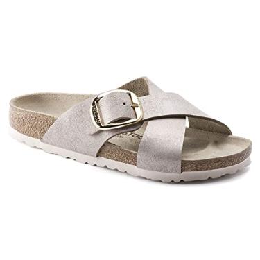 Imagem de Birkenstock Sandália feminina Siena, Ouro rosa metálico lavado, 7-7.5 Narrow