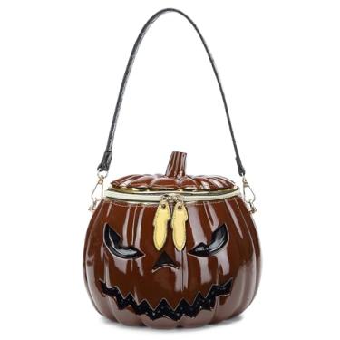 Imagem de Lyuxhetaokdiq Bolsa tiracolo masculina e feminina de PVC em forma de abóbora, bolsa de ombro para Dia das Bruxas, Vermelho, L8.66*W5.90*H7.87IN