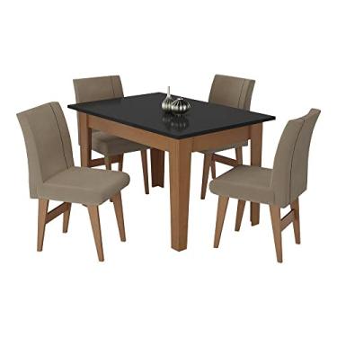 Imagem de Conjunto Mesa de Jantar 120 cm com 4 Cadeiras Tokio Multimóveis Ex1004 Madeirado/preto/mascavo