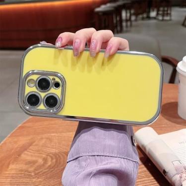 Imagem de Capa de telefone oval brilhante com sabonete bonito para iPhone 15 Plus 14 13 12 11 Pro Max Capa de almofada de ar de proteção de câmera, amarela, para iPhone 11Pro Max