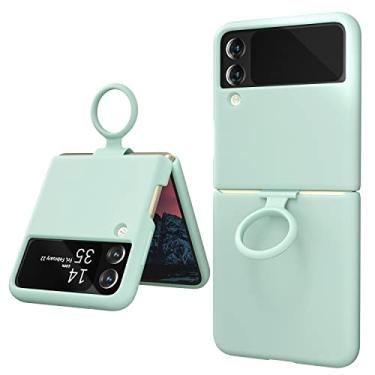 Imagem de E Segoi Capa para Samsung Galaxy Z Flip 3, capa de borracha de gel de silicone líquido à prova de choque macio forro de microfibra compatível com Galaxy Z Flip 3 5G (menta)