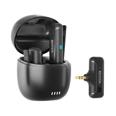 Imagem de Microfone de lapela sem fio BOYA BY-WM3T-M2, gravação HD de canal duplo, interface de 3,5 mm compatível com smartphones e câmeras TRS, adequado para gravação de Vlog Youtuber
