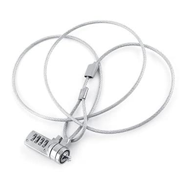 Imagem de Combinação de Bloqueio de Segurança para Laptop, Cabo de Corrente, Dissuasor de Roubo, Senha de 4 Dígitos para Notebook