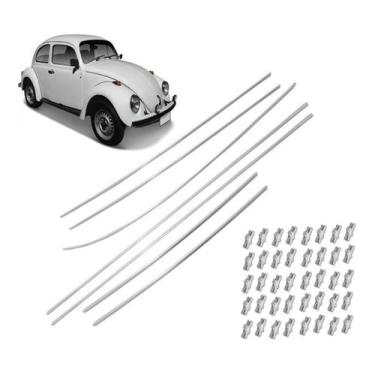 Imagem de Kit de Frisos Estreito de Alumínio para Lateral e Capô Fusca com 40 Gr