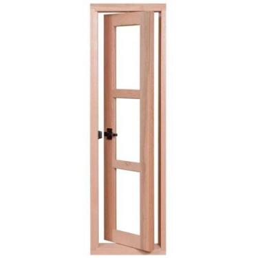 Imagem de Kit Janela Vitrô capelinha de Madeira 100x40 Modelo Vidro Quadriculado