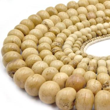 Imagem de Contas de osso | Ox Bone Round Rondelle Beads | Contas brancas, contas marrons 12 mm marrom claro