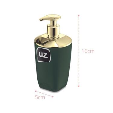 Imagem de Conjunto 4 Porta Sabonete Liquido Slim Verde com Dourado UZ