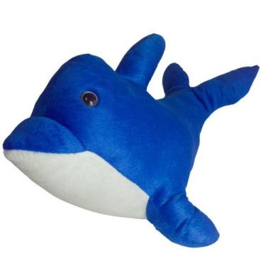 Imagem de Golfinho de Pelúcia Marinha Azul 32 cm Antialérgico - Mirante Brasil