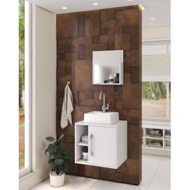 Imagem de Gabinete P/Banheiro C/cuba Q32 e Espelheira Soft 50cm - Compace, Branc