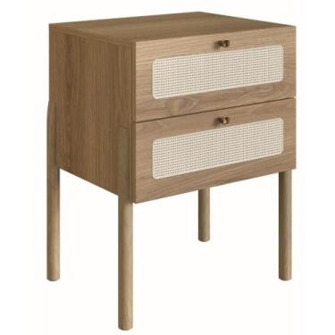 Imagem de Mesa de Cabeceira Oslo Artesano 48 cm (largura) em MDP Palha Natural D
