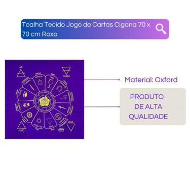 Imagem de Toalha Tecido Jogo De Cartas Cigana 70 X 70 Cm Roxa - Meta Atacado