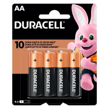 Imagem de Pilha Alcalina 1,5V AA MN1500 (COM 4 Pilhas) - Duracell, Preto e Cerej