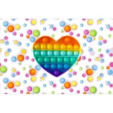 Imagem de Painel de Lona Pop It Fidget Toys Coração Arco Íris - Fabrika de Festa