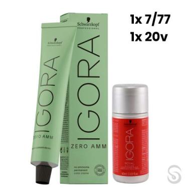 Imagem de Igora Zero Amm 1x7/77 Louro Médio Cobre 60ml + Ox 20VOL - Schwarzkopf,