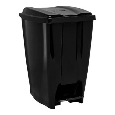 Imagem de Lixeira 7 Litros Pedal Cesto Lixo Escritório Preto Jaguar - Jaguar Plá