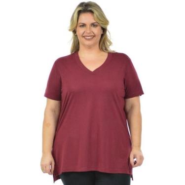 Imagem de Blusa Longa Mullet Plus Size Feminino - Vesttuario, G3, Vermelho escur