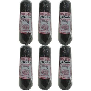 Imagem de Kit com 6 Linhas Princesinha Moda Fina Preta 500 Metros Incomfio Tranç