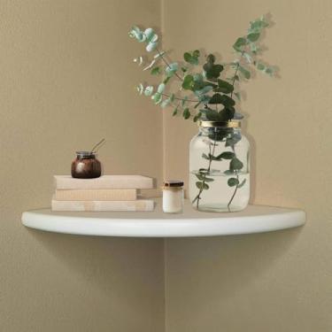 Imagem de Prateleira de Canto de Parede Colorido em Mdf Laqueado Cor:BRANCO;Tamanho:30X30 CM