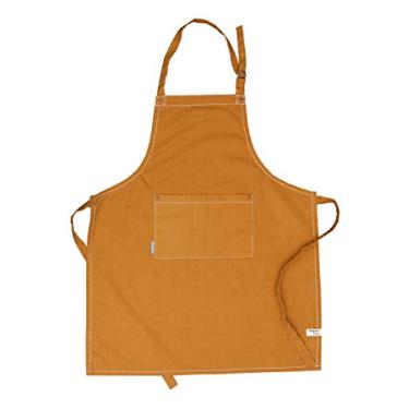 Imagem de Avental lavado Amour Infini | 69,85 x 83,82 cm | 100% algodão natural | Avental feminino para cozinhar, assar, jardinagem | Bolsos convenientes e alça ajustável no pescoço e amarras na cintura | Amarelo