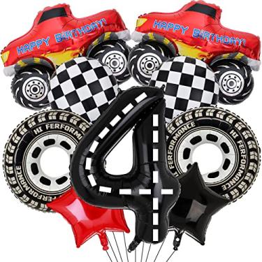 Imagem de Monster Truck Party Decorations, 9pcs Monster Truck Birthday Number Foil Balloon for Monster Truck 4th Birthday Race Car Theme Party Supplies (4th)