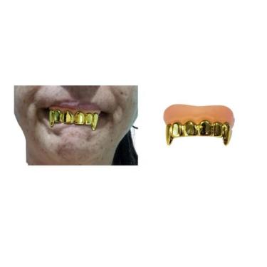 Imagem de Fantasia Halloween Dentadura de Vampiro drácula Dourada - Lynx