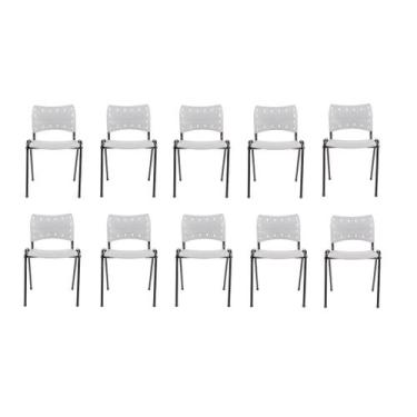 Imagem de Kit Com 10 Cadeiras Iso Para Escola Escritório Comércio Cinza Base Pre